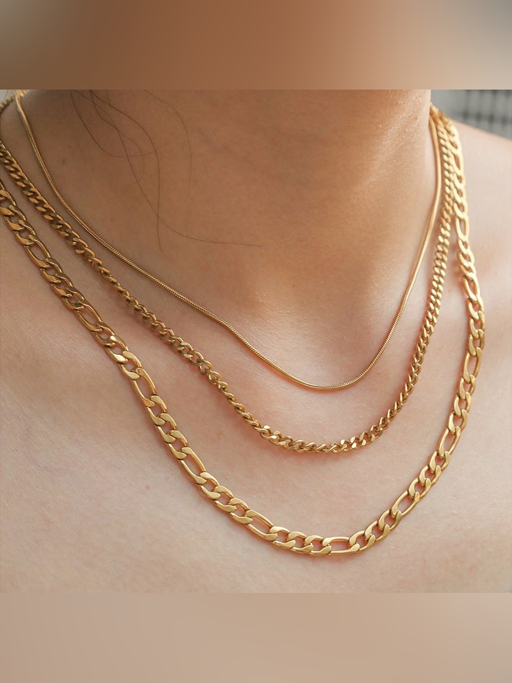 Elegant Gold Multi Layered Chain Necklace Set - Women Jewelry